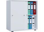 Aktenschrank VCM "Büroschrank Aktenschrank Schiebetüren Lona 2fach", grau, B:70cm T:37cm, Obermaterial: 100% Holz Wood., Schränke, Aktenschrank