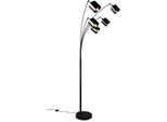 REALITY LEUCHTEN Stehlampe "JASON, Stehleuchte 5-flammig exkl 5x E14 max 10W, Höhe 200cm 72cm tief", schwarz (rauchgrau schwarz), 5, Ø 12cm H: 130cm, 1 Stk., Leuchten, Bogenleuchte Metall schwarz, Lampenschirme rauchgrau, Fußschalter, Stehlampe