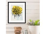 Bild QUEENCE "Sunny", bunt (farbe rahmen: schwarz, farbe bild(er): blau, schwarz, gelb), B:50cm H:70cm, Acrylglas, Holz, Papier, Bilder, Bild, gerahmt