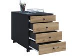 Container VCM "Rollcontainer Bürocontainer Schublade Lona 50 cm", braun (anthrazit, honig, eiche), B:42cm T:50cm, Obermaterial: 100% Holz Wood., Schränke, Container