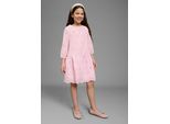 Spitzenkleid KIDSWORLD "Kleid mit Lochstickerei für Mädchen", Mädchen, Gr. 152, N-Gr, rosa, Popeline, Obermaterial: 100% Baumwolle, bestickt, ausgestellt, Rundhals, mit innenliegendem Gummizug, Kleider Spitzenkleid, aus Popeline und Web-Material, mit ausgestellter Passform