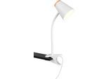 REALITY LEUCHTEN LED Klemmtischleuchte "PONGO, LED Klemmleuchte mit Kabel und Kippschalter, 4,5W 500 Lumen", weiß, 1, H: 33cm, 1 Stk., Leuchten, 3000K warmweiß, verstellbare Klemmleuchte, Klammer 1-3 cm weit, H.33cm, LED Klemmtischleuchte