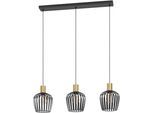 EGLO Hängeleuchte "Empoli Hängelampe, Pendelleuchte über Esstisch, Pendellampe, E27", schwarz, 3, H: 110cm, 1 Stk., Leuchten, Hängeleuchte - L90 x B20 x H110 cm - schwarz, messing-gebürstet, Hängeleuchte