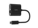 BELKIN Netzwerk-Adapter "Connect USB-C zu Ethernet Adapter + 100 W Power Delivery", schwarz, B:10,2cm H:2,1cm T:10,5cm, Adapter, 10/100/1000 Mbit/s, PD 3.0, Netzwerk-Adapter