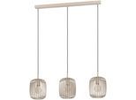 EGLO Pendelleuchte "Hängeleuchte ROMAZZINA, exkl. E27, Stahl, Pendellampe", beige (sandfarben), 3, Ø 20cm H: 110cm, Leuchten, Esszimmerlampe, 90x20x110cm, 3-flammig, modern, minimalistisch, Pendelleuchte