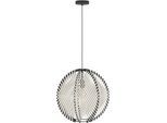 EGLO Hängeleuchte "Waverton Hängelampe, Esszimmerlampe, Metall, Holz, Textil in Weiß, E27", weiß (schwarz), 1, Ø 48cm H: 110cm, 1 Stk., Leuchten, Hängeleuchte - H110 x Ø48 cm - schwarz - 1X40W exkl., Hängeleuchte