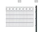 Doppelstabmattenzaun ARVOTEC "ESSENTIAL 100 zum Einbetonieren "Karo" mit Zierleiste", grau (anthrazit), H:100cm, Kunststoff, Stahl, Zaunelemente, Zaunhöhe 100 cm, Zaunlänge 2 - 60 m