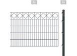 Doppelstabmattenzaun ARVOTEC "ESSENTIAL 100 zum Einbetonieren "Karo" mit Zierleiste", grau (anthrazit), H:100cm, Kunststoff, Stahl, Zaunelemente, Zaunhöhe 100 cm, Zaunlänge 2 - 60 m