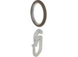 Gardinenring LIEDECO "Gardinenring, Stilring, Ringe für Gardinenrohre 16 mm "Esperanca" Gr. 1, braun (rostbraun), Ø:2,7cm, Metall, Gardinenbefestigungen, Gardinenring mit Faltenlegehaken