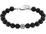 Armband BRUNO BANANI "Schmuck Geschenk Edelstalarmband mit Lavasteinen", schwarz (edelstahlfarben, schwarz, schwarz), Armbänder, Damen, 21cm, Edelstahl, Armband, mit Lavastein