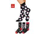 Socken H.I.S, Damen, Gr. 39-42, rot (3x schwarz, rot, gemustert), Baumwolle, Elasthan, Polyamid, Polyester, gemustert, lustiges Design, elastisch, Socken Socken, mit lustigen Weihnachtsmotiven