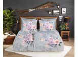 Wendebettwäsche GOOD MORNING "Elenamu", bunt (grau), B/L: 200cm x 200cm, 1 Stk., 2 Stk., Flanell, B/L: 80cm x 80cm & 80cm x 80cm, 3 Stk., Flanell, Obermaterial: 100% Baumwolle, Bettwäsche, Wendebettwäsche, Flanell, Biber, Winter, Warm, Reißverschluss, Wendeoptik, Blume