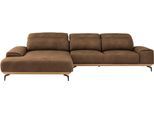 Wohnlandschaft MUSTERRING "MR 2490 Ecksofa mit erstklassigem Sitzkomfort, Long-Life-Leder", braun (fango, b), B:342cm T:207cm, Sofas, Wohnlandschaft, Bronze-Fuß Sitzhöhe 46cm, wahlweise mit Funktionen, Maße 342 x 207 cm