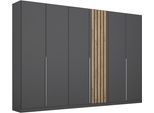 Drehtürenschrank RAUCH "Kleiderschrank Schrank Garderobe Breiten 181/226/271 cm LAMELLA", graumetallic, eiche artisan, B:271cm H:210cm T:54cm, Holzwerkstoff, Schränke, Drehtürenschrank, elegante Lamellen-Auflage in 3D Akustikpaneel Optik MADE IN GERMANY
