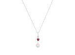 Kette mit Anhänger AMOR "Schmuck Geschenk, Herz Perle", silberfarben, pink, weiß, Halsketten, Damen, Silber 925 (Sterlingsilber), L: 45 B: 1,2mm, mit Zirkonia (synth.) - mit Muschelkernperle, B:1,2mm