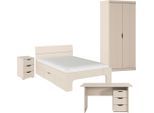 Jugendzimmer-Set RAUCH "Kinderzimmer Komplettzimmer Schlafzimmer-Set (4-tlg.) MARLENE", beige (beige (champagner)), Schrank 2-trg. - Ausstattung CLASSIC + ohne Matratze, B/H: 140cm x 200cm, Schrank 2-trg. - Ausstattung CLASSIC, Holzwerkstoff, Schlafzimmermöbel-Sets, erhältlich in verschiedenen Bett- und Schrank-Breiten MADE IN GERMANY