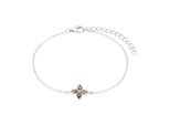 Armband AMOR "Schmuck Geschenk, Kleeblatt", silberfarben, braun, kristallweiß, braun, kristallweiß, Armbänder, Damen, 20cm, Silber 925 (Sterlingsilber), Armband, mit Glasstein, Zirkonia (synth.)