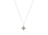 Kette mit Anhänger AMOR "Schmuck Geschenk, Kleeblatt", braun (silberfarben, braun, weiß), Halsketten, Damen, Silber 925 (Sterlingsilber), L: 45 B: 1mm, mit Glasstein, Zirkonia (synth.), B:1mm