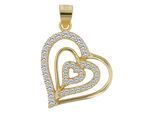 Kettenanhänger ADELIA´S "Damen Anhänger – Herzanhänger aus 925 Silber mit Zirkonia", gold, Schmuckanhänger, Damen, Silber 925 (Sterlingsilber), Kettenanhänger, Eine schöne Geschenkidee für jeden Anlass