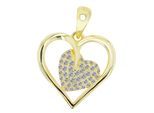 Kettenanhänger ADELIA´S "Damen Anhänger – Herz Herzanhänger aus 925 Silber mit Zirkonia", gold, Schmuckanhänger, Damen, Silber 925 (Sterlingsilber), Kettenanhänger, Ein Geschenk, das Freude macht