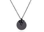 Kette mit Anhänger TAMARIS "Schmuck Geschenk Edelstahl Halskette Kreis/Blüte", schwarz, kristallweiß, Halsketten, Damen, Edelstahl, L: 45 B: 1,69mm, mit Zirkonia (synth.), B:1,69mm