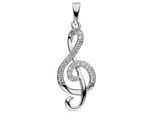 Kettenanhänger JOBO "Anhänger Notenschlüssel 25 mm", silber 925, weiß, Schmuckanhänger, Damen, Silber 925 (Sterlingsilber), Kettenanhänger, 925 Silber mit 23 Zirkonia