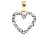Herzanhänger JOBO "Kleiner Anhänger Herz 10 mm", gelbgold 333, weiß, Schmuckanhänger, Damen, Gelbgold 333, 8 Karat 333 Gold bicolor mit 24 Zirkonia
