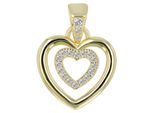 Kettenanhänger ADELIA´S "Damen Anhänger – Herz Herzanhänger aus 925 Silber mit Zirkonia", gold, Schmuckanhänger, Damen, Silber 925 (Sterlingsilber), Kettenanhänger, Ideal als Geschenk für besondere Anlässe