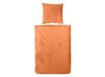 Bettwäsche PRIMERA "Satin-Bettwäsche Falsches Uni", orange, B/L: 135cm x 200cm, 1 Stk., 1 Stk., Satin, B/L: 80cm x 80cm, 2 Stk., Satin, Obermaterial: 100% Baumwolle, Bettwäsche, Bettwäsche, mit dezenten Tönen