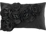 Dekokissen PAD "Floral", schwarz (schwarz, unifarben), B:30cm L:50cm, Polyester, Dekokissen_Sitzkissen_Kissenhüllen, 3D