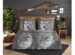 Wendebettwäsche GOOD MORNING "Chief", grau, B/L: 155cm x 220cm, 1 Stk., 1 Stk., Biber, B/L: 80cm x 80cm, 2 Stk., Biber, Obermaterial: 100% Baumwolle, Bettwäsche, Wendebettwäsche, Biber, 135x200, Winter, Warm, Reißverschluss, Wendeoptik, Leopard
