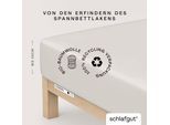 Spannbettlaken SCHLAFGUT "CASUAL Bettlaken 100% gekämmte Bio-Baumwolle, 150 g/m², Spannbetttuch", beige (sand light), L:200cm, Jersey, Obermaterial: 100% Baumwolle, Bettlaken, Spannbettlaken, Bettlaken bis 25 cm Höhe, langlebig, weich, Antipilling-Ausrüstung