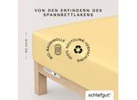 Spannbettlaken SCHLAFGUT "CASUAL Bettlaken 100% gekämmte Bio-Baumwolle, 150 g/m², Spannbetttuch", gelb (gelb mid), L:200cm, Jersey, Obermaterial: 100% Baumwolle, Bettlaken, Spannbettlaken, Bettlaken bis 25 cm Höhe, langlebig, weich, Antipilling-Ausrüstung