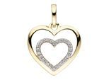 Herzanhänger JOBO "Anhänger Herz", gelb (gelbgold 375), Schmuckanhänger, Damen, Gelbgold 375, 375 Gold bicolor mit Zirkonia