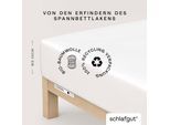 Spannbettlaken SCHLAFGUT "CASUAL Bettlaken 100% gekämmte Bio-Baumwolle, 150 g/m², Spannbetttuch", weiß (full, weiß), L:200cm, Jersey, Obermaterial: 100% Baumwolle, Bettlaken, Spannbettlaken, Bettlaken bis 25 cm Höhe, langlebig, weich, Antipilling-Ausrüstung