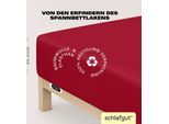 Spannbettlaken SCHLAFGUT "EASY Jersey Elasthan Boxspring", rot (rot deep), 1 Stk., Jersey, 90-100x200-220 40cm, Jersey, Obermaterial: 95% Baumwolle, 5% Elasthan, Bettlaken, Spannbettlaken, MADE IN GREEN by OEKO-TEX