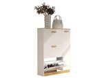 Schuhschrank VCM "Holz Schuhregal Schuhschrank Schuhkipper Halom L", weiß, B:80cm T:24cm, Obermaterial: 100% Holz Wood., Schränke, Schuhschrank