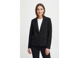 Jackenblazer FREEQUENT "FQNANNI-JACKET", Damen, Gr. L, schwarz, Web, Obermaterial: 73% Polyester, 24% Viskose, 3% Elasthan, unifarben, tailliert hüftbedeckend, tiefer V-Ausschnitt, Blazer, mit Viskose