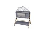 Kikka boo Beistellbett Sleat Me 2 in 1 Hochstuhl, höhenverstellbar, Moskitonetz grau