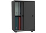 Aktenschrank VCM "Büroschrank Schiebetüren Aktenschrank Ulas 2fach", schwarz (anthrazit), B:49cm T:38cm, Obermaterial: 100% Holz Wood., Schränke, Aktenschrank
