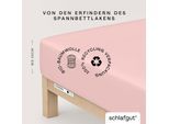 Spannbettlaken SCHLAFGUT "CASUAL Bettlaken 100% gekämmte Bio-Baumwolle, 150 g/m², Spannbetttuch", lila (lila light), L:200cm, Jersey, Obermaterial: 100% Baumwolle, Bettlaken, Spannbettlaken, Bettlaken bis 25 cm Höhe, langlebig, weich, Antipilling-Ausrüstung