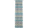 Vorhang WIRTH "Bray" Gr. 1, blau, B:132cm H:145cm, Jacquard, Baumwolle, Polyester, Gardinen, Vorhang