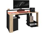 Gamingtisch PARISOT "Meta 1", schwarz (eiche nachbildung, eiche nachbildung, schwarz, eiche nachbildung), B:152cm H:88cm T:60cm, Tische, Gamingtisch