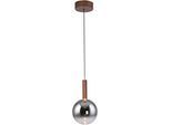 PAUL NEUHAUS LED Pendelleuchte "BOWL", braun, 1, Ø 20cm H: 100cm, 1 Stk., Leuchten, Dimmbar über Lichtschalter, Memory, Höhenverstellbar, Rauchgläser, LED Pendelleuchte