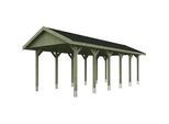 Einzelcarport SKANHOLZ "Wallgau", grün, B/H/T: 380cm x 215cm x 900cm, Carports, mit schwarzen Dachschindeln