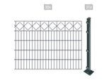 Doppelstabmattenzaun ARVOTEC "EASY 100 zum Aufschrauben "Karo" mit Zierleiste", grau (anthrazit), H:100cm, Kunststoff, Stahl, Zaunelemente, Zaunhöhe 100 cm, Zaunlänge 2 - 60 m
