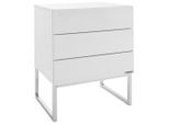 Livetastic Nachtschrank, Weiß, Chrom, Metall, Holzwerkstoff, 3 Schublade(n) Schubladen, 50x60x40 cm, Schlafzimmer, Nachttische