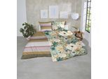 Bettwäsche PRIMERA "Feinbiber-Bettwäsche", bunt (gelb, lila), B/L: 155cm x 220cm, 1 Stk., 1 Stk., Mako-Satin, B/L: 80cm x 80cm, 2 Stk., Mako-Satin, Obermaterial: 100% Baumwolle, Bettwäsche, Bettwäsche, samtweich und natürlich aus reiner Baumwolle