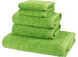 Handtuch Set MÖVE "Basic", grün, 5 Stk., Walkfrottier, Walkfrottier, Obermaterial: 100% Baumwolle, Handtücher, 5tlg.-Set: 2xGäste- 2xHand- und 1xBadetuch in Walkfrottier Qualität