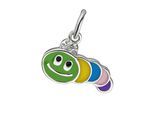 Kettenanhänger JOBO "Anhänger Raupe 11,5 mm bunt", silber 925, Schmuckanhänger, Mädchen, Silber 925 (Sterlingsilber), Kettenanhänger, 925 Silber rhodiniert
